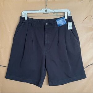 Vtg Cambridge Classics Mervyns Cotton Twill Pleated Shorts Sz 34 Washed Black